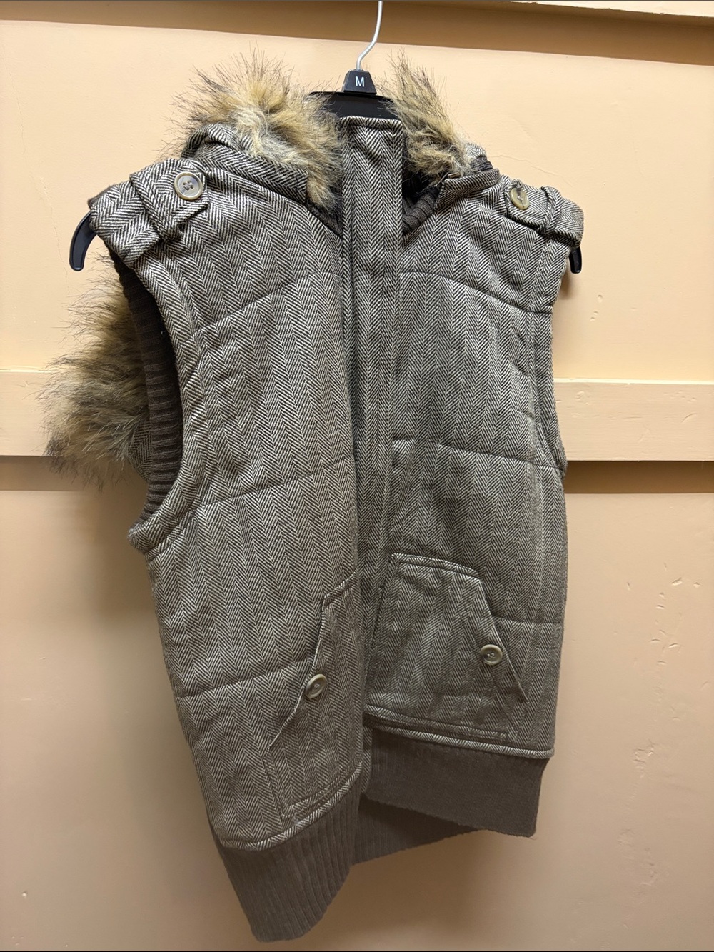 Sweater Project Kids Quilted Faux-Fur Hooded Vest - Taupe